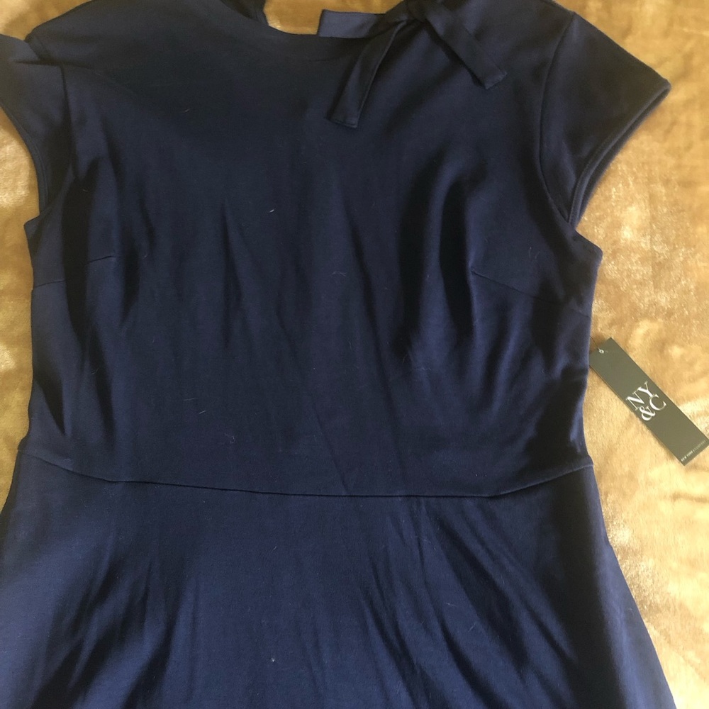 NY&Co. dresses 1 black, 1 navy bow detail at neck, flared hem line falls at knee
